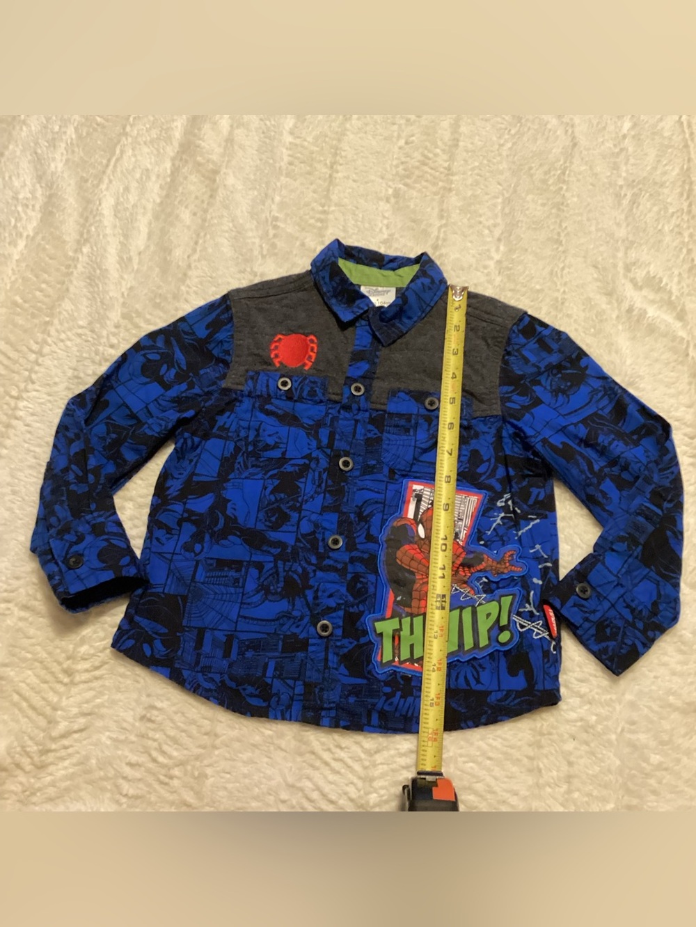 Spider-Man Disney Store Sz 4 Marvel THWIP! Flannel Longsleeve Button Shirt